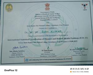 Workshop at BRD Medical College Gorakhpur on the topic - International Statistical Classification of Disease & Related health problems